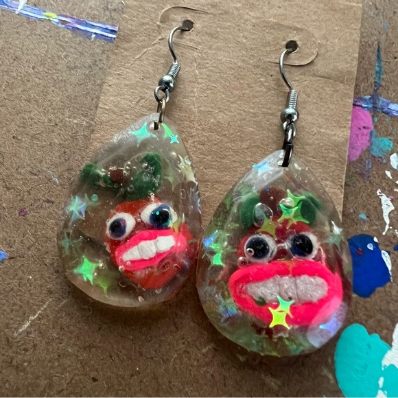 Funky Apple Earrings - Picture 5 of 7